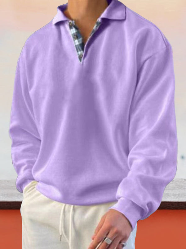 V-neck Solid Color Sweatshirts