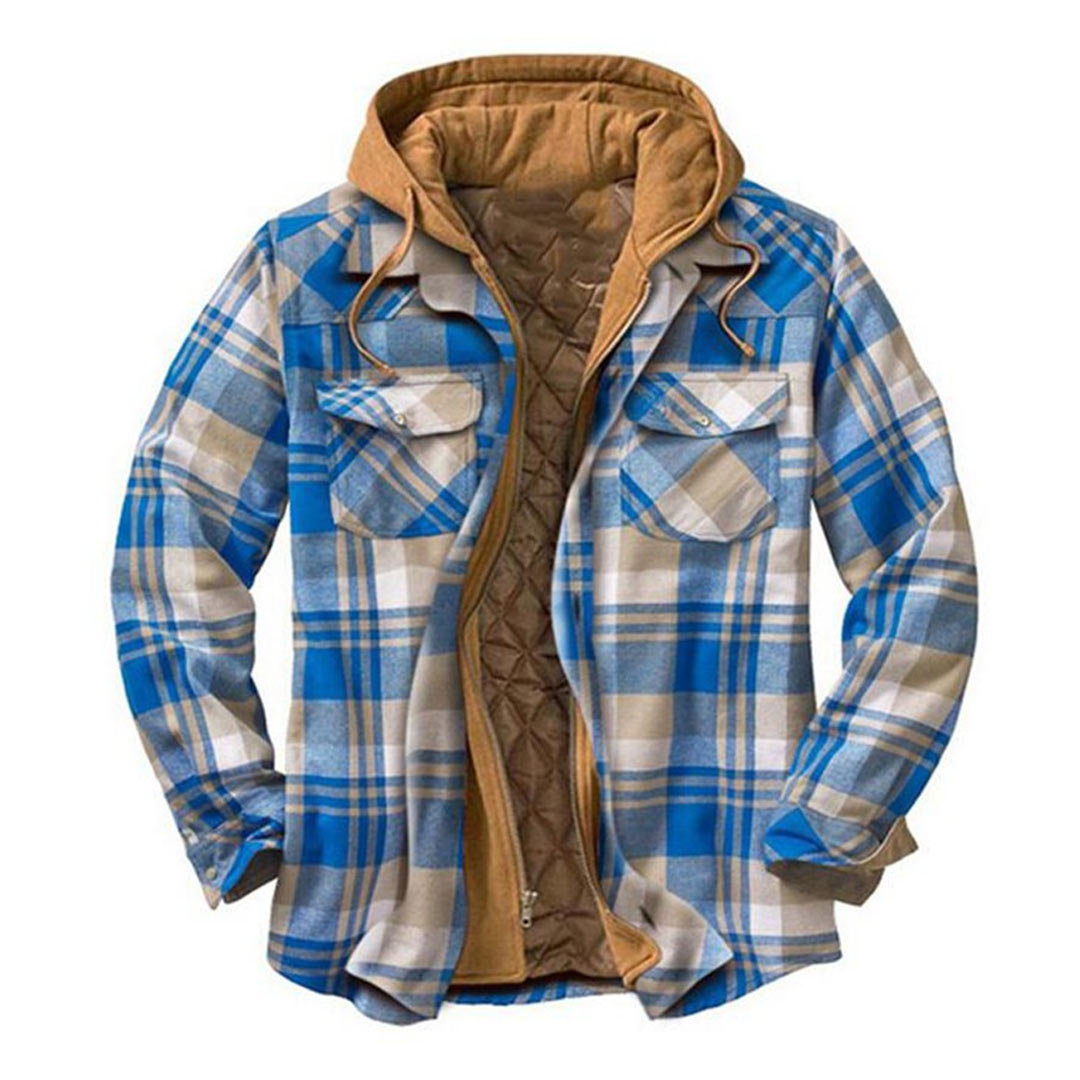 Men's Plaid Hooded Shirt Jacket