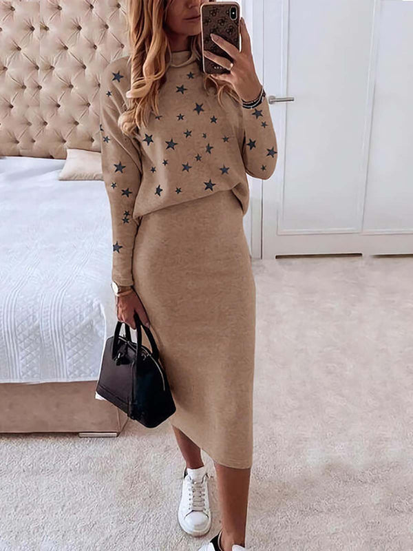 Casual Sweater Dress Two-Piece Set