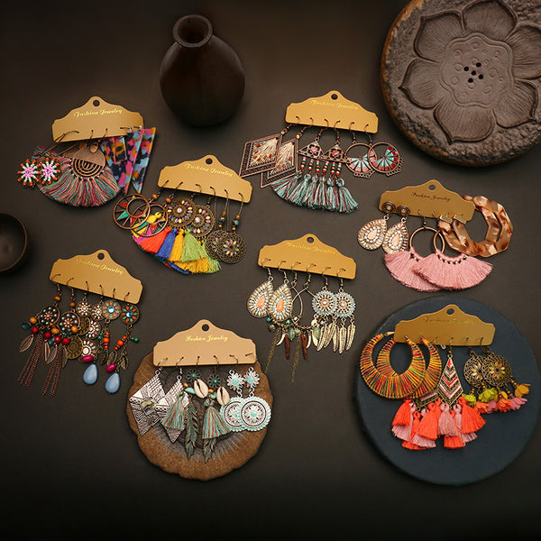 3 Pairs Set Tribal Handmade Earrrings