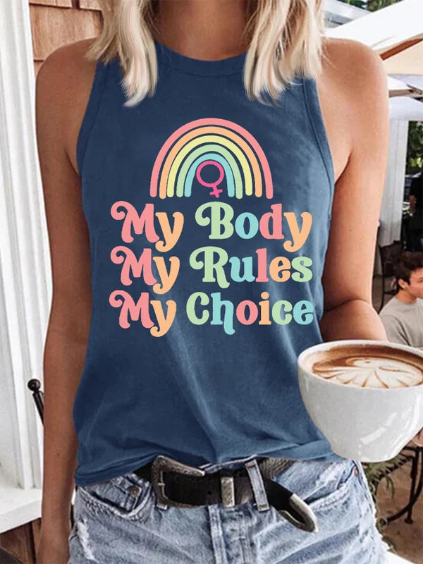 'My Body My Rules My Choice' Print Casual Vest