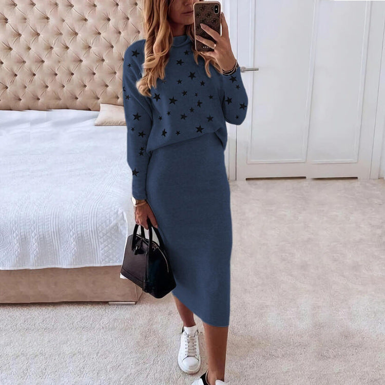 Casual Sweater Dress Two-Piece Set