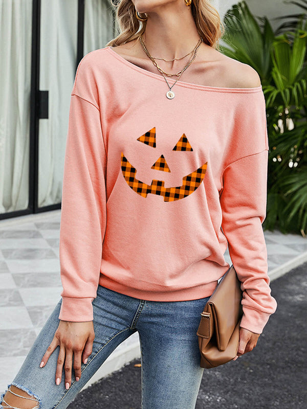 One Shoulder Halloween Sweatshirt