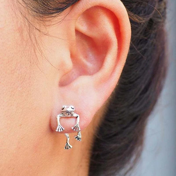 Vintage silver frog earrings