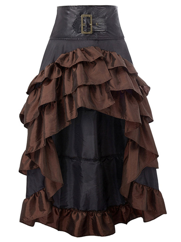 Gothic Vintage Ruffle High Low Skirt