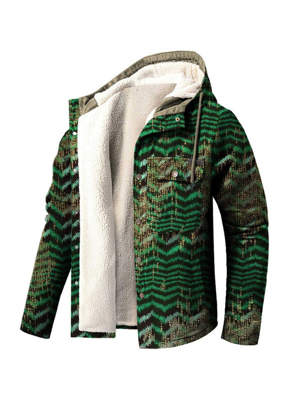 Green 3D Printed Hooded Fleece Jacket