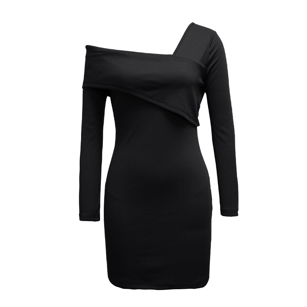 Solid Color Off-Shoulder Slim Fit Dress