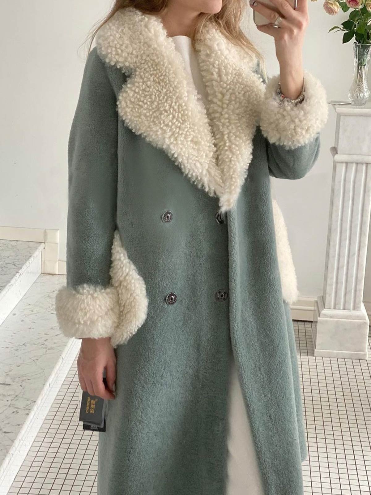 Casual Fleece Patchwork Long Coat with Pockets