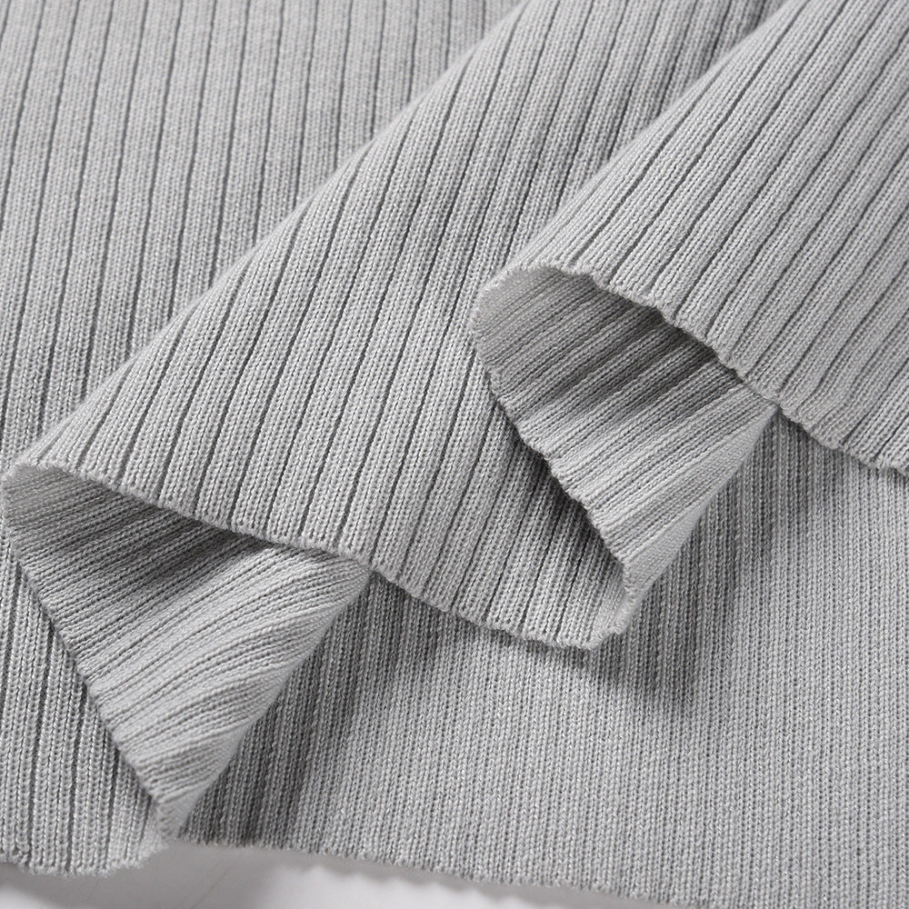 Puff Sleeve Knit Sweater Midi Dress