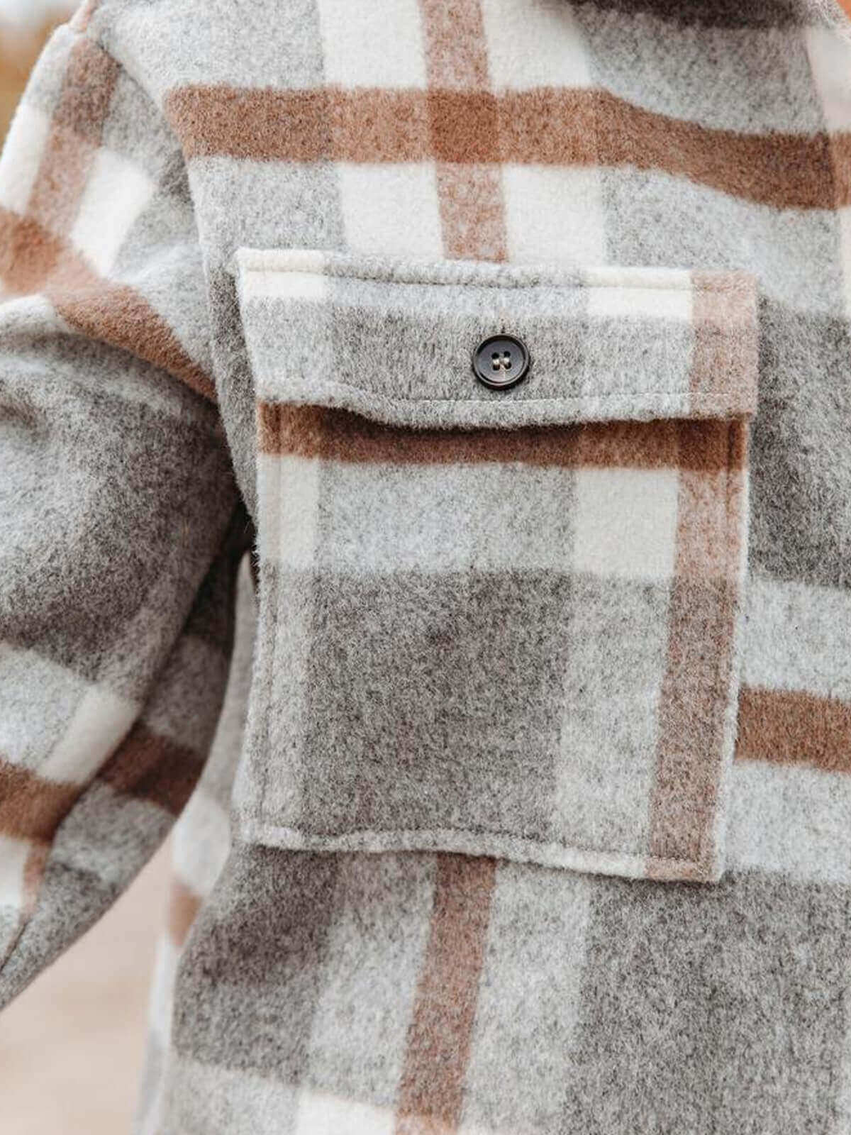 Plaid Pocket Button Top Jacket