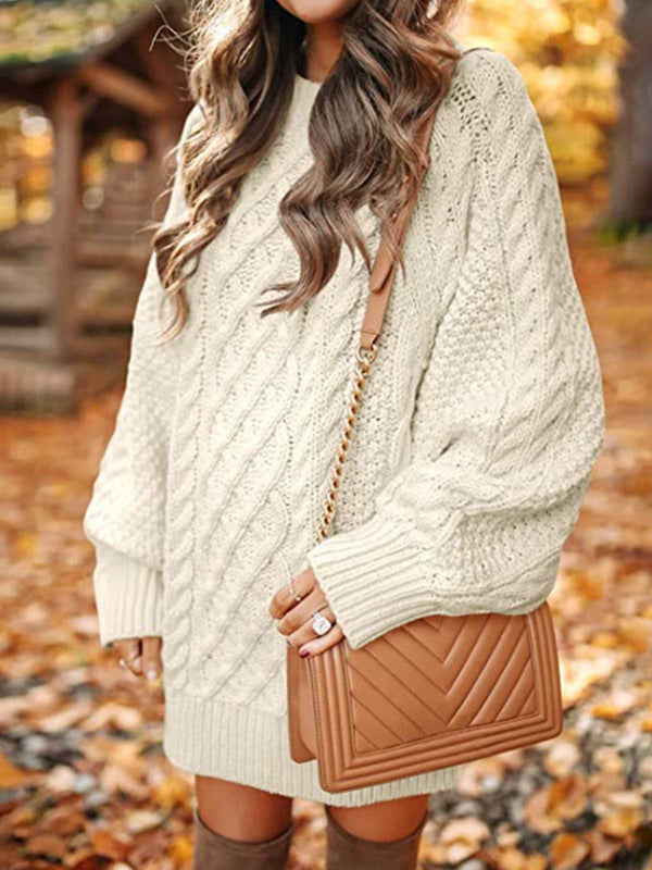Plus Size Knit Solid Color Sweater