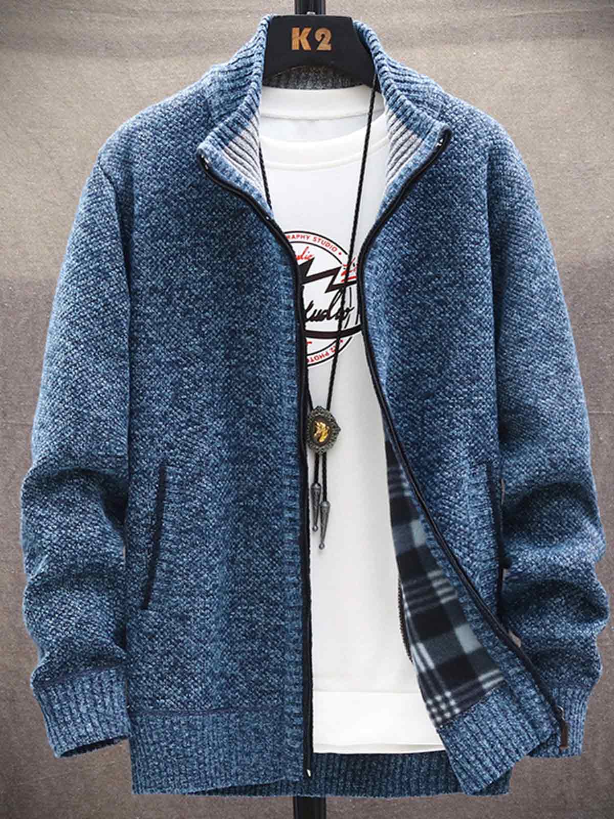 Men's Add Velvet Thickened Sweater Jacket