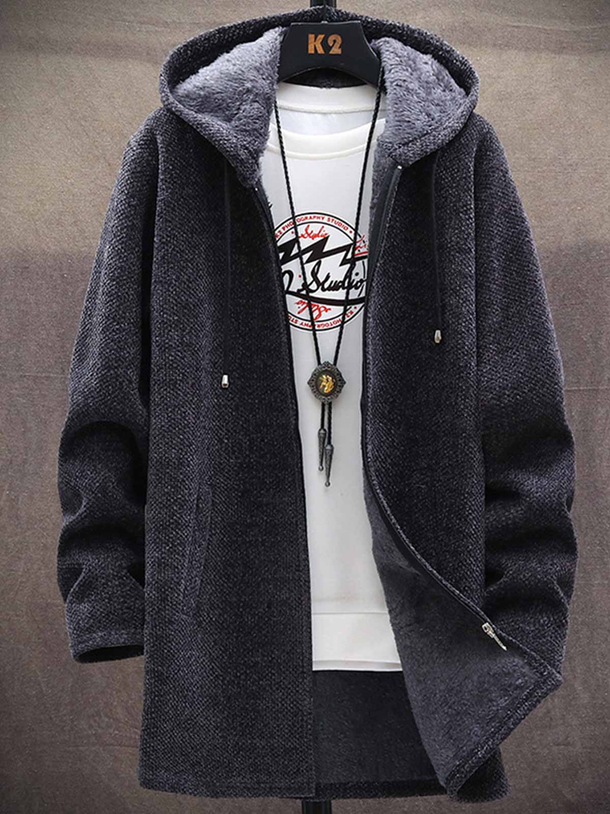 Plush Thick Knitted Solid Color Sweater Coat