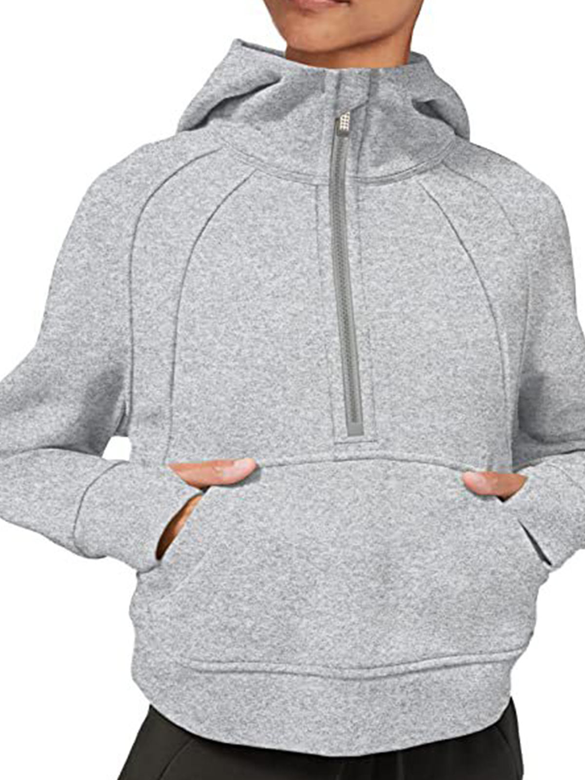1/2 Zipper Sweatshirts with Kangaroo Pocket