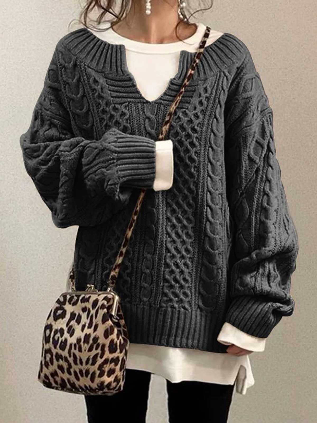 Slouchy Cable Knit Sweater