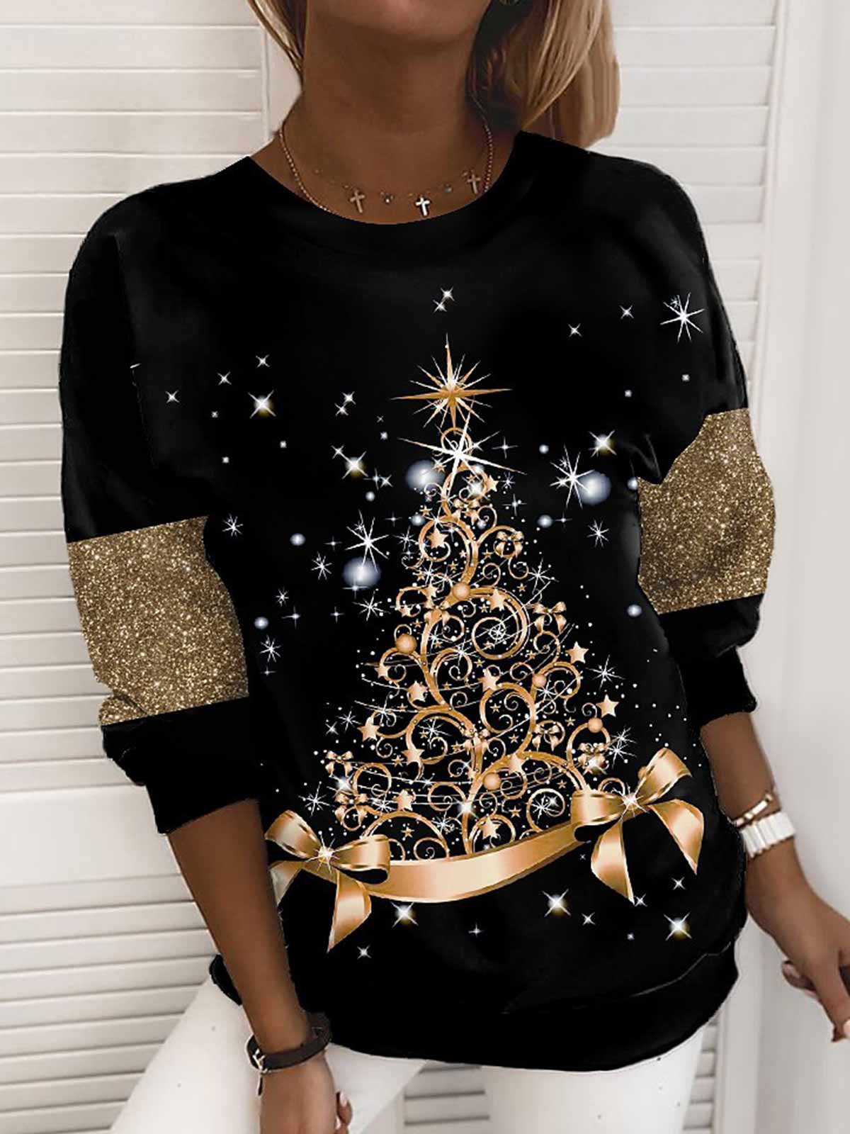 Christmas Tree Print Pullover 🎄✨