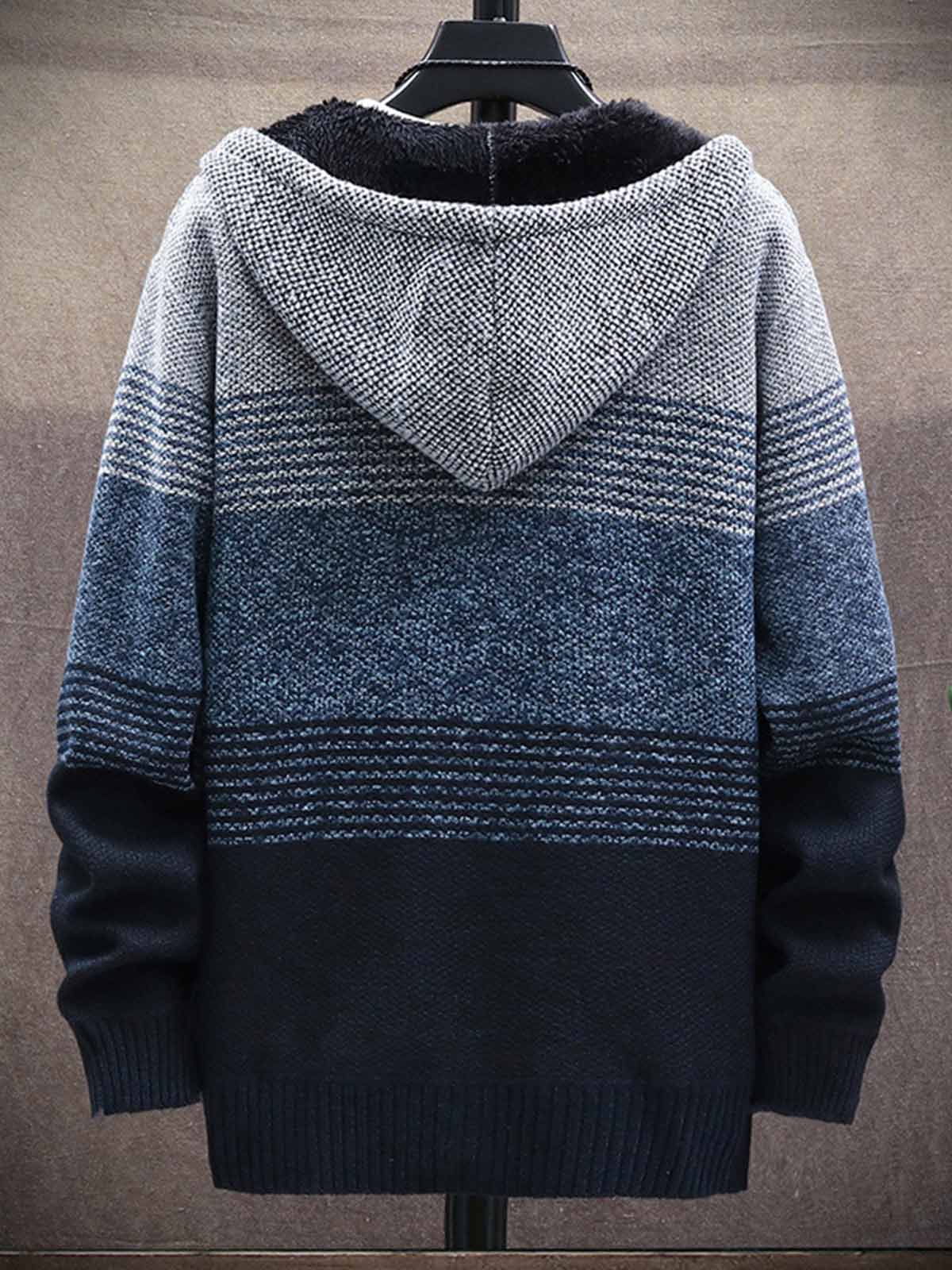 Men's Triple Color Plush Thick Sweater Coat