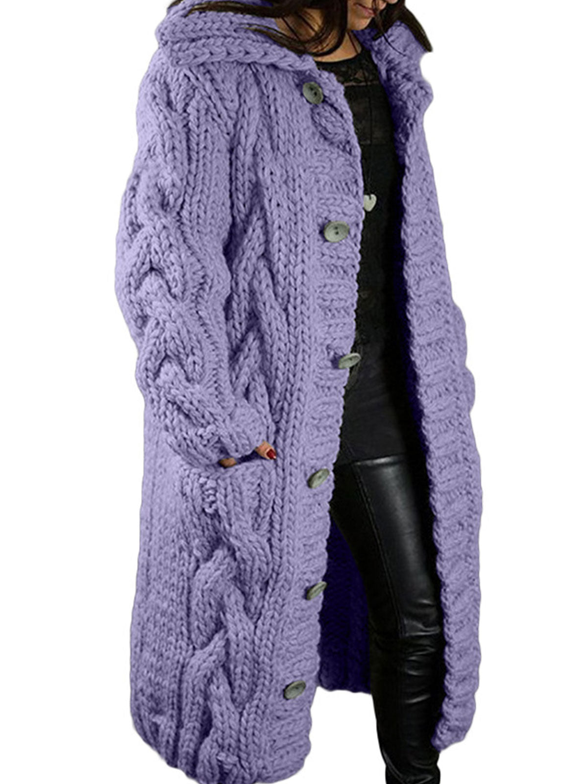 Knitted Thick-Line Cardigan Coat