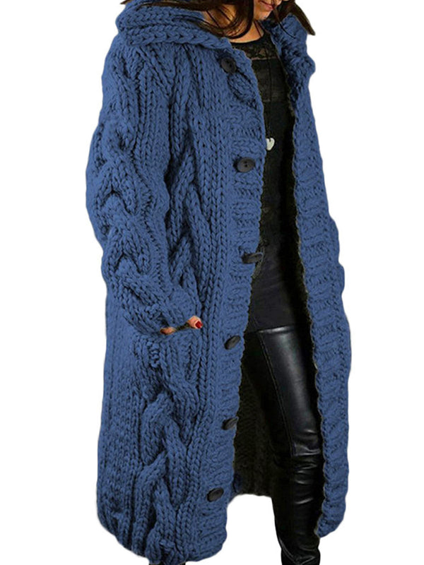 Knitted Thick-Line Cardigan Coat