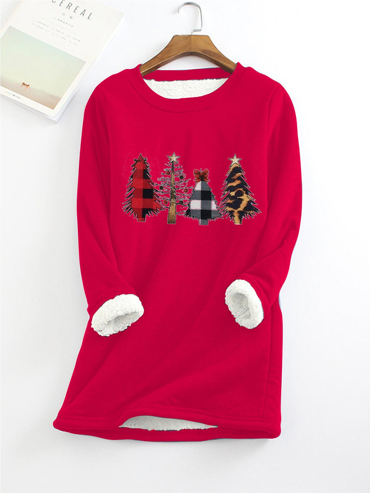 Christmas Tree Print Velvet Sweater