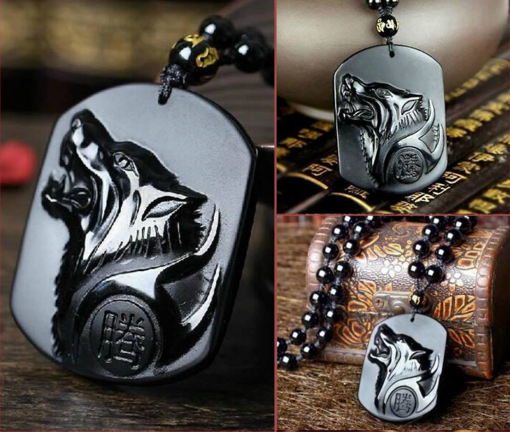 "Save A Wolf" Obsidian Necklace