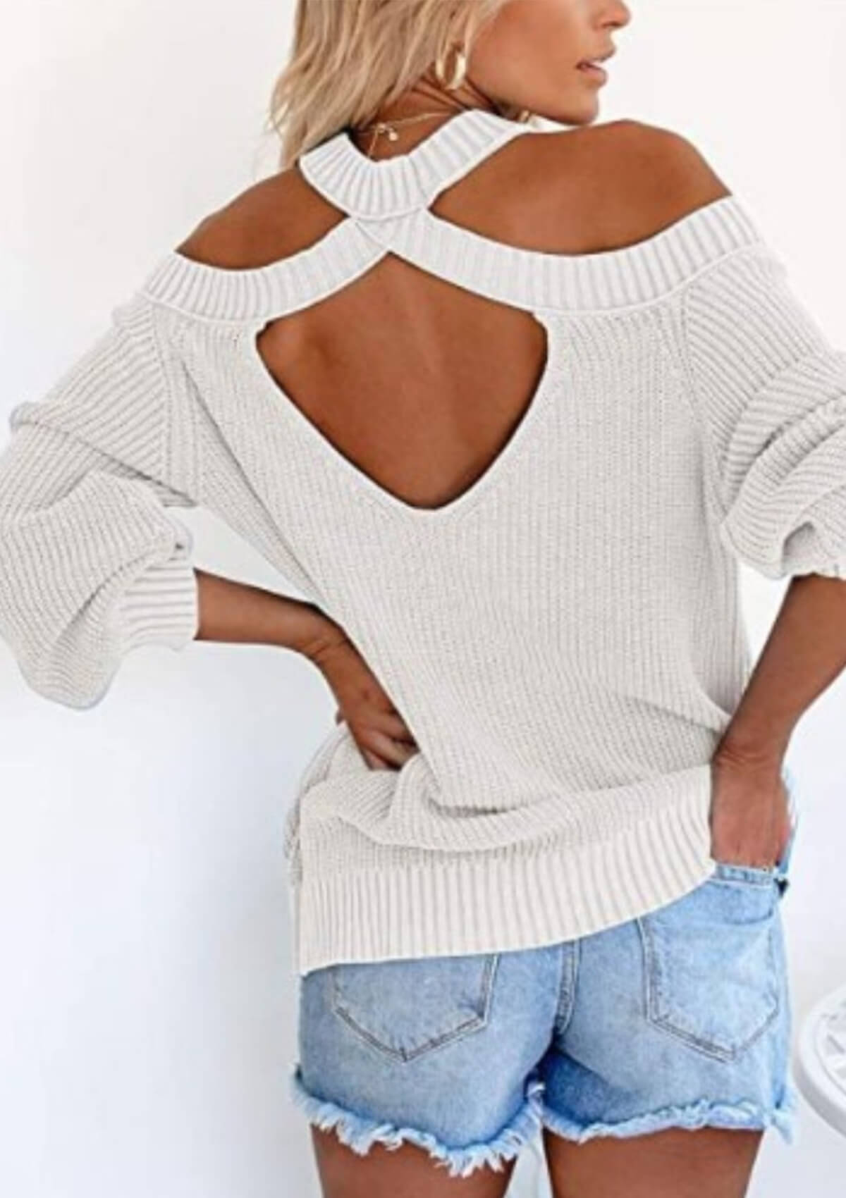 Cold Shoulder Knit Sweater