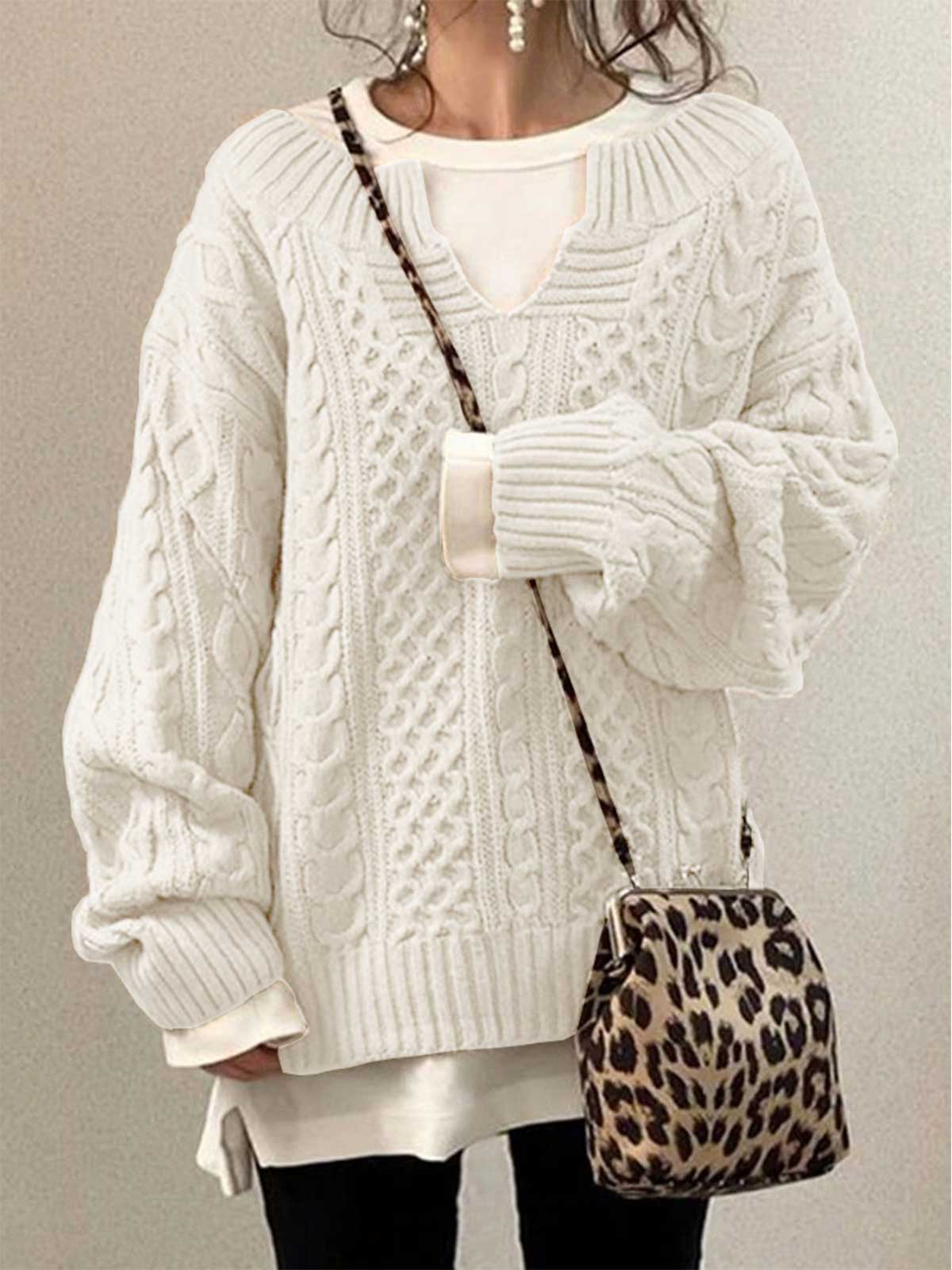 Slouchy Cable Knit Sweater
