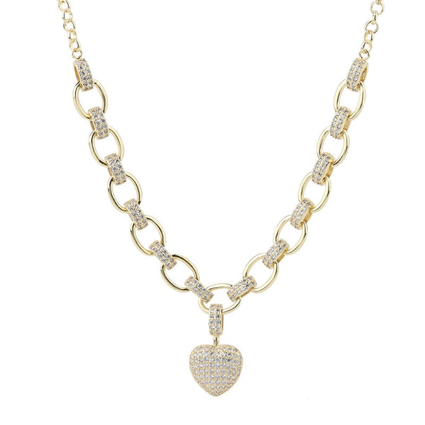 18K Gold Heart Pendant Jewelry Set