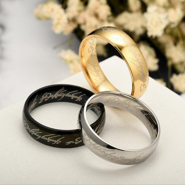 "One Ring to Rule Them All" Stainless Steel or Black Titanium Ring