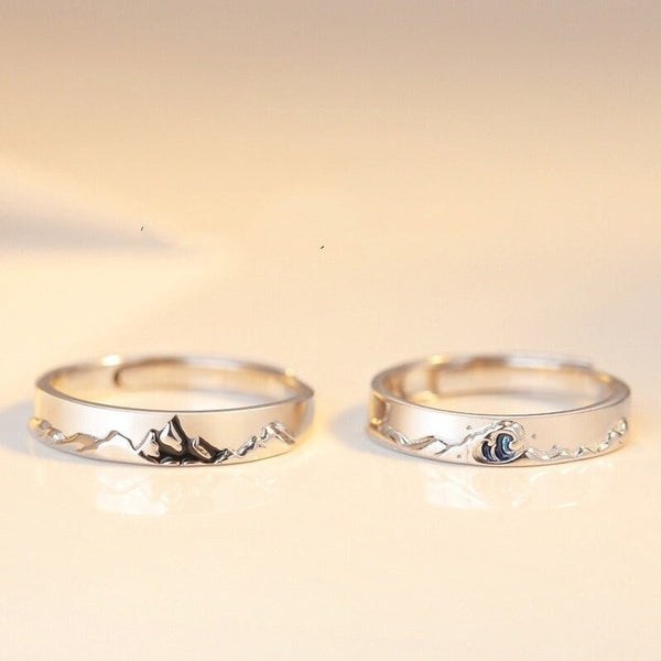 Mountain Ocean Couple Ring